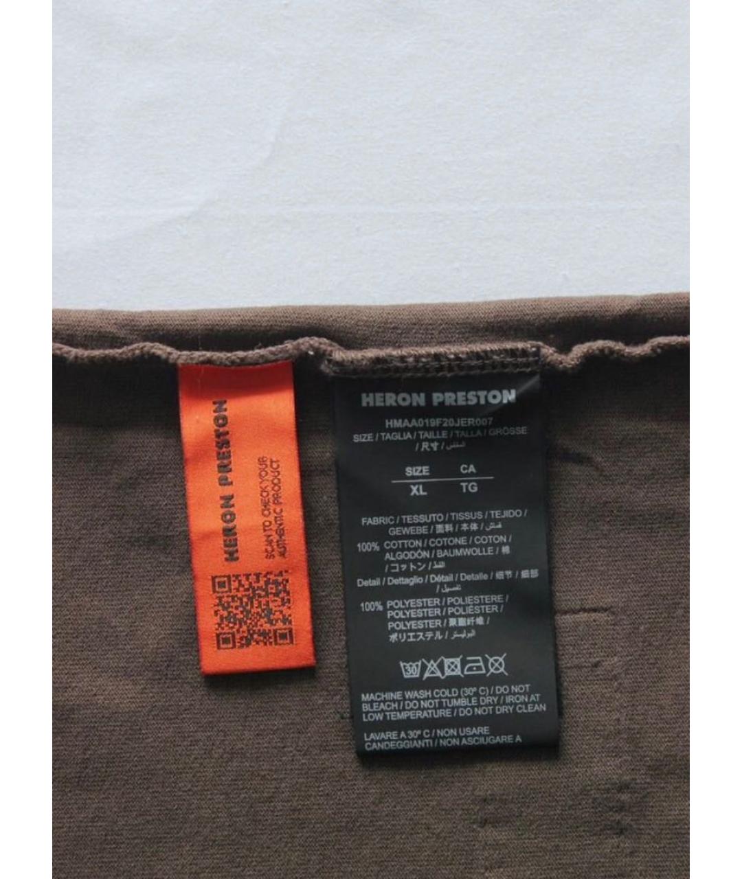 HERON PRESTON Коричневая хлопковая футболка, фото 7