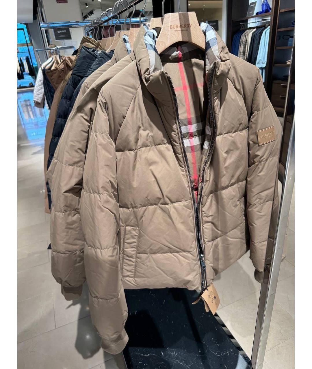 BURBERRY Коричневый полиэстеровый пуховик, фото 5