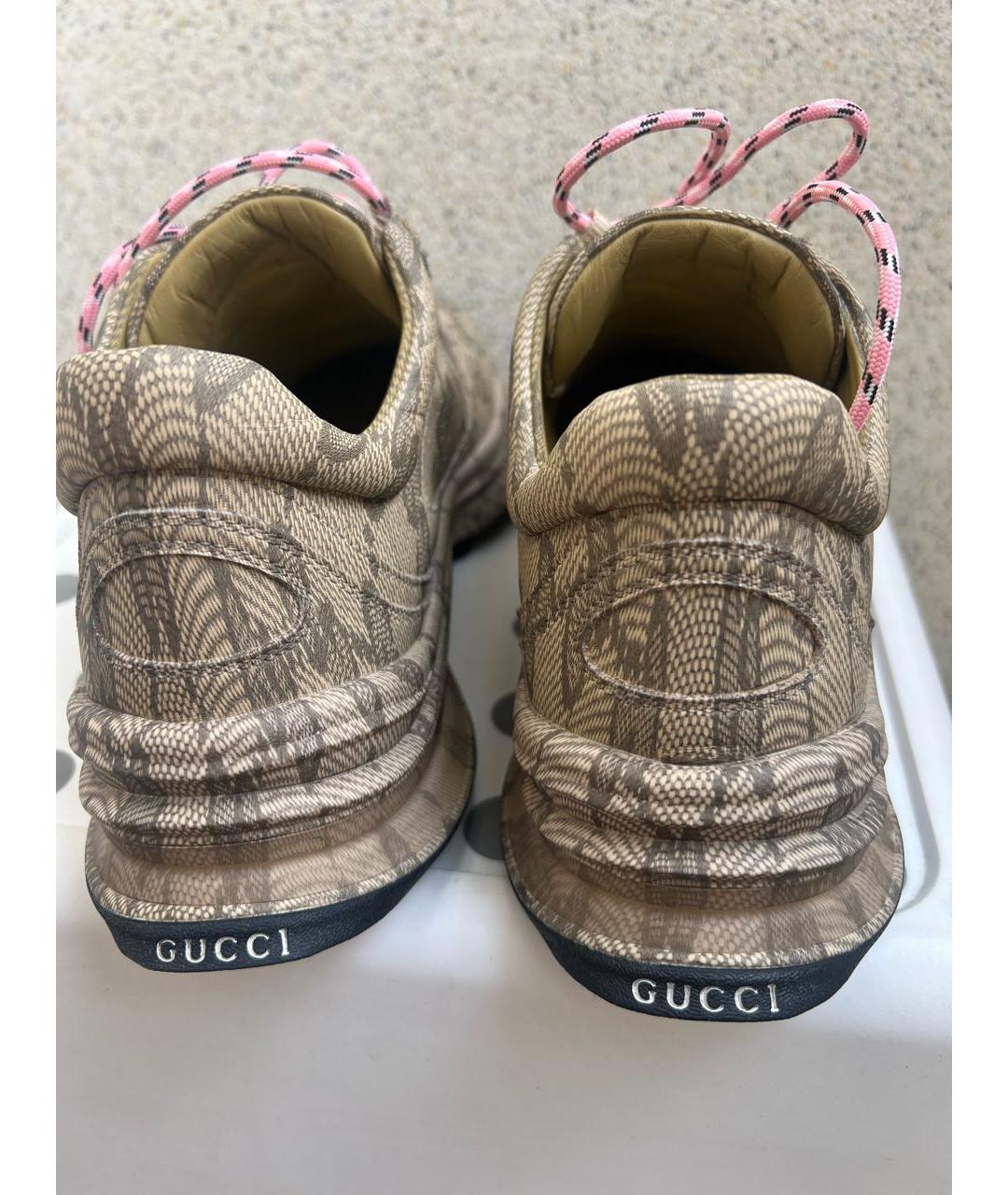 GUCCI Бежевые кожаные кроссовки, фото 4