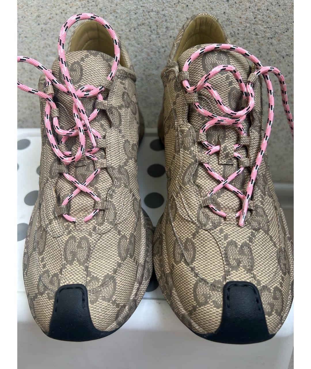 GUCCI Бежевые кожаные кроссовки, фото 2