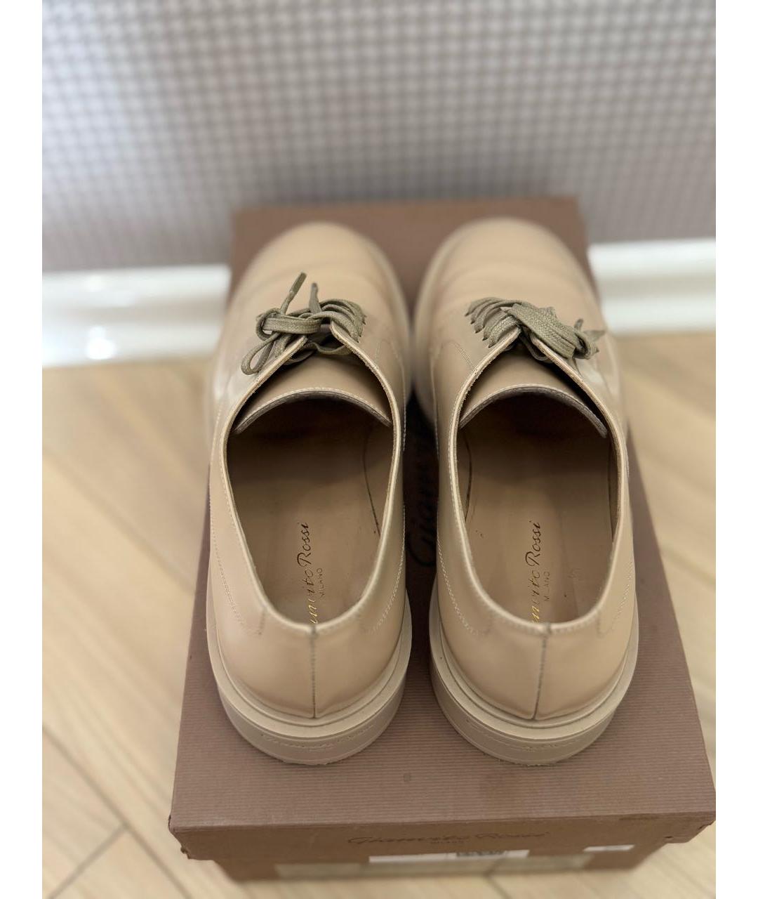 GIANVITO ROSSI Бежевые кожаные брогги и оксфорды, фото 3