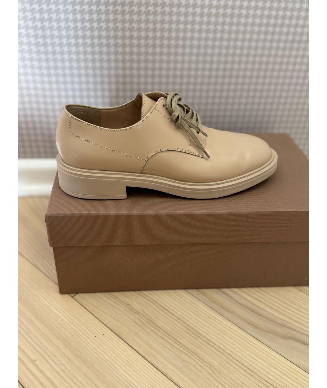 GIANVITO ROSSI Бежевые кожаные брогги и оксфорды, фото 7