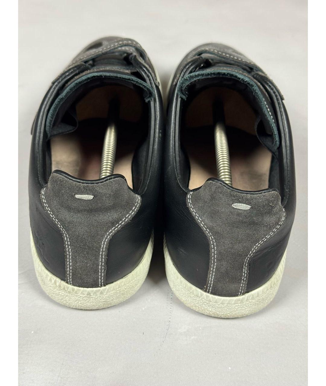 MAISON MARGIELA Черные кожаные низкие кроссовки / кеды, фото 5