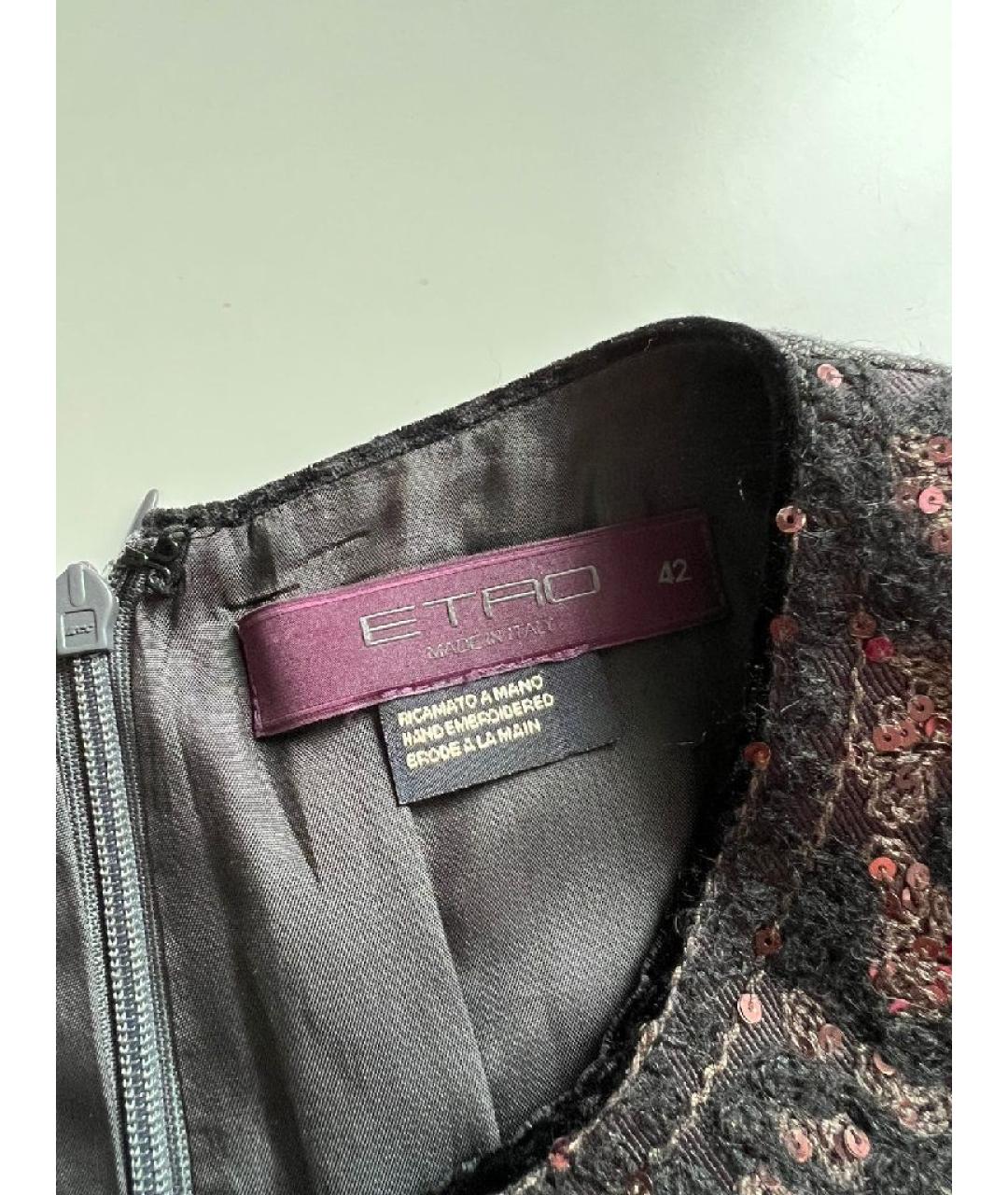 ETRO Антрацитовое шерстяное повседневное платье, фото 7