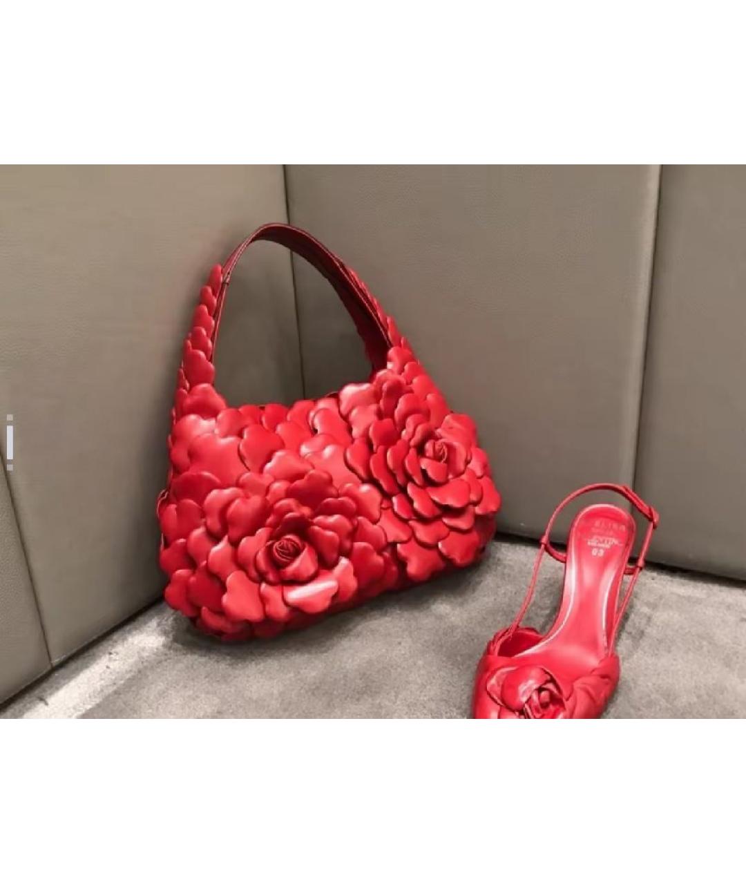 VALENTINO Бордовая кожаная сумка с короткими ручками, фото 5