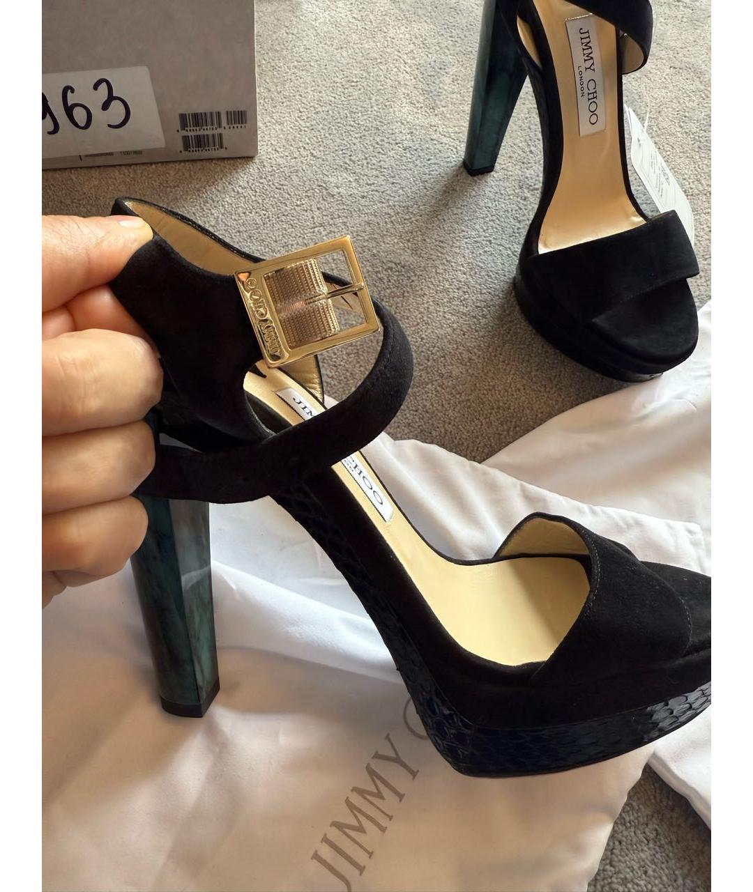 JIMMY CHOO Черные замшевые босоножки, фото 5