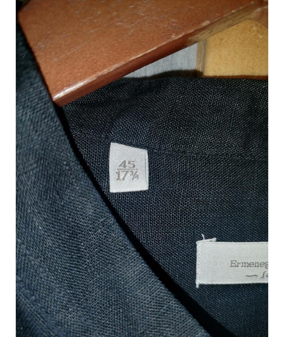 ERMENEGILDO ZEGNA XXX Черная льняная кэжуал рубашка, фото 5
