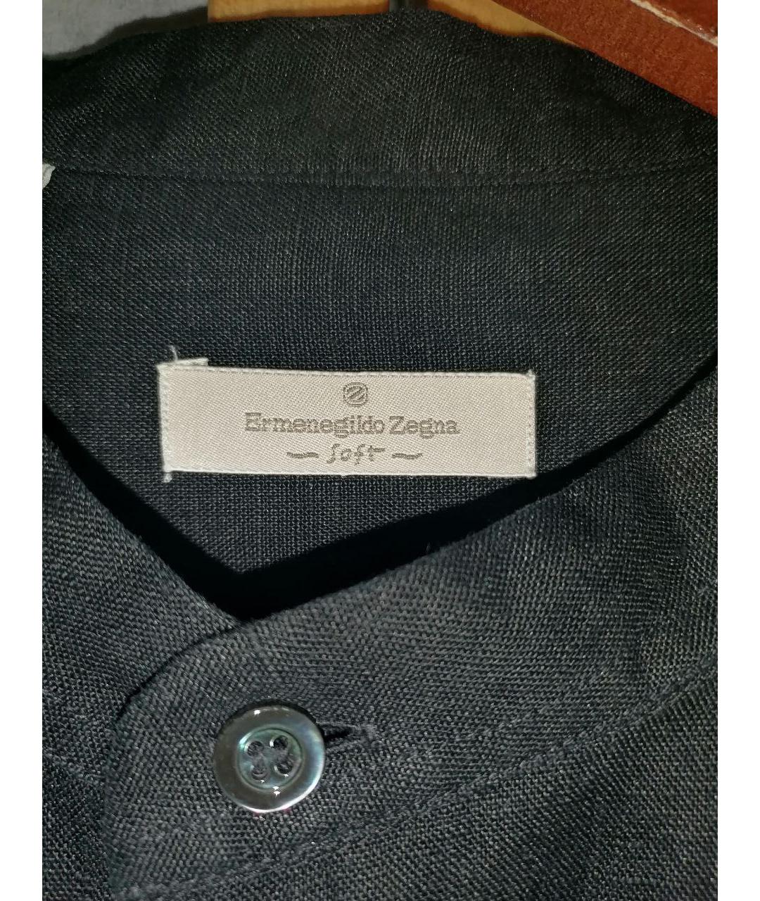 ERMENEGILDO ZEGNA XXX Черная льняная кэжуал рубашка, фото 3