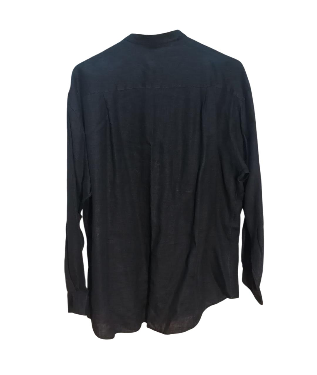 ERMENEGILDO ZEGNA XXX Черная льняная кэжуал рубашка, фото 2