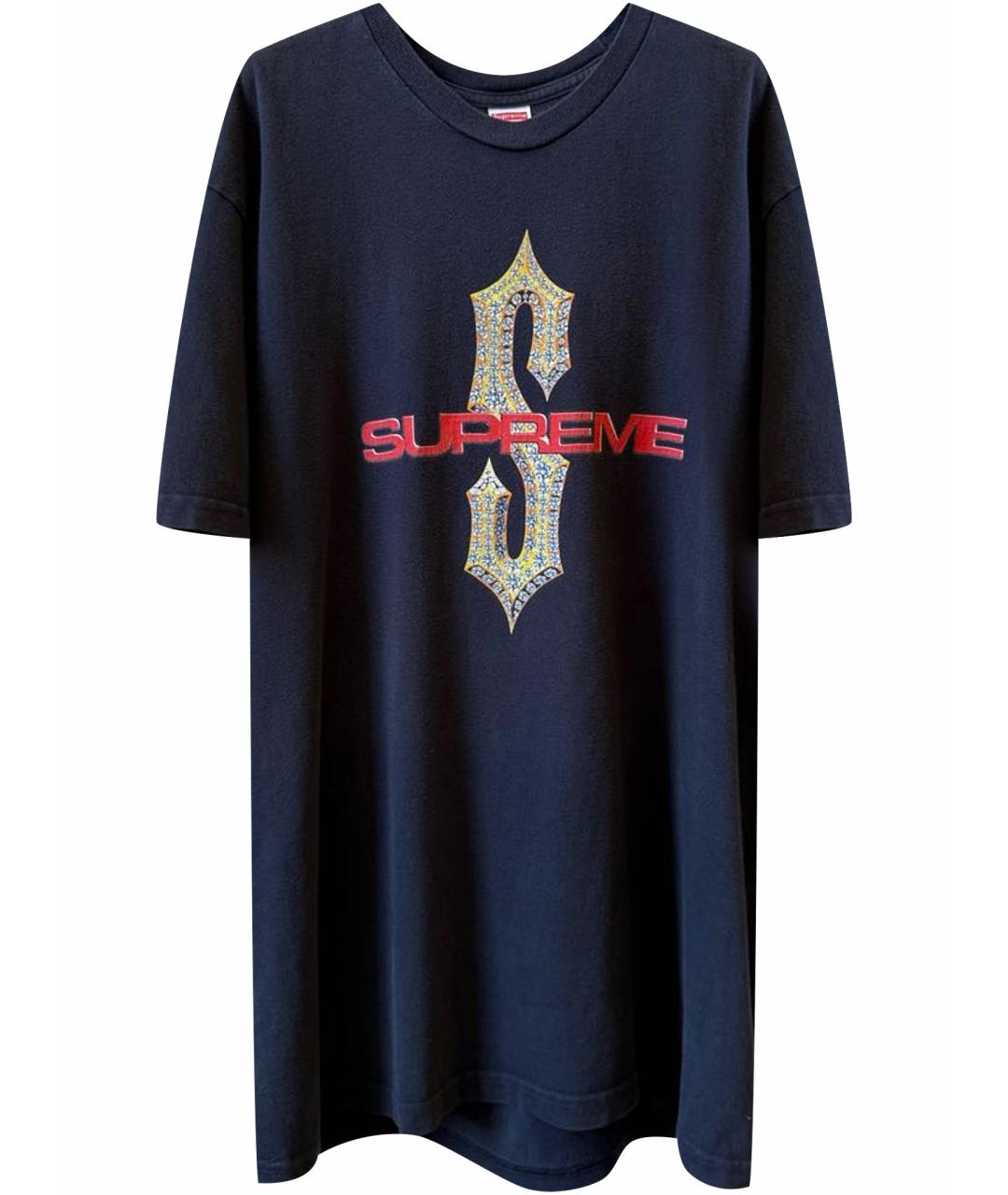 SUPREME Черная хлопковая футболка, фото 1