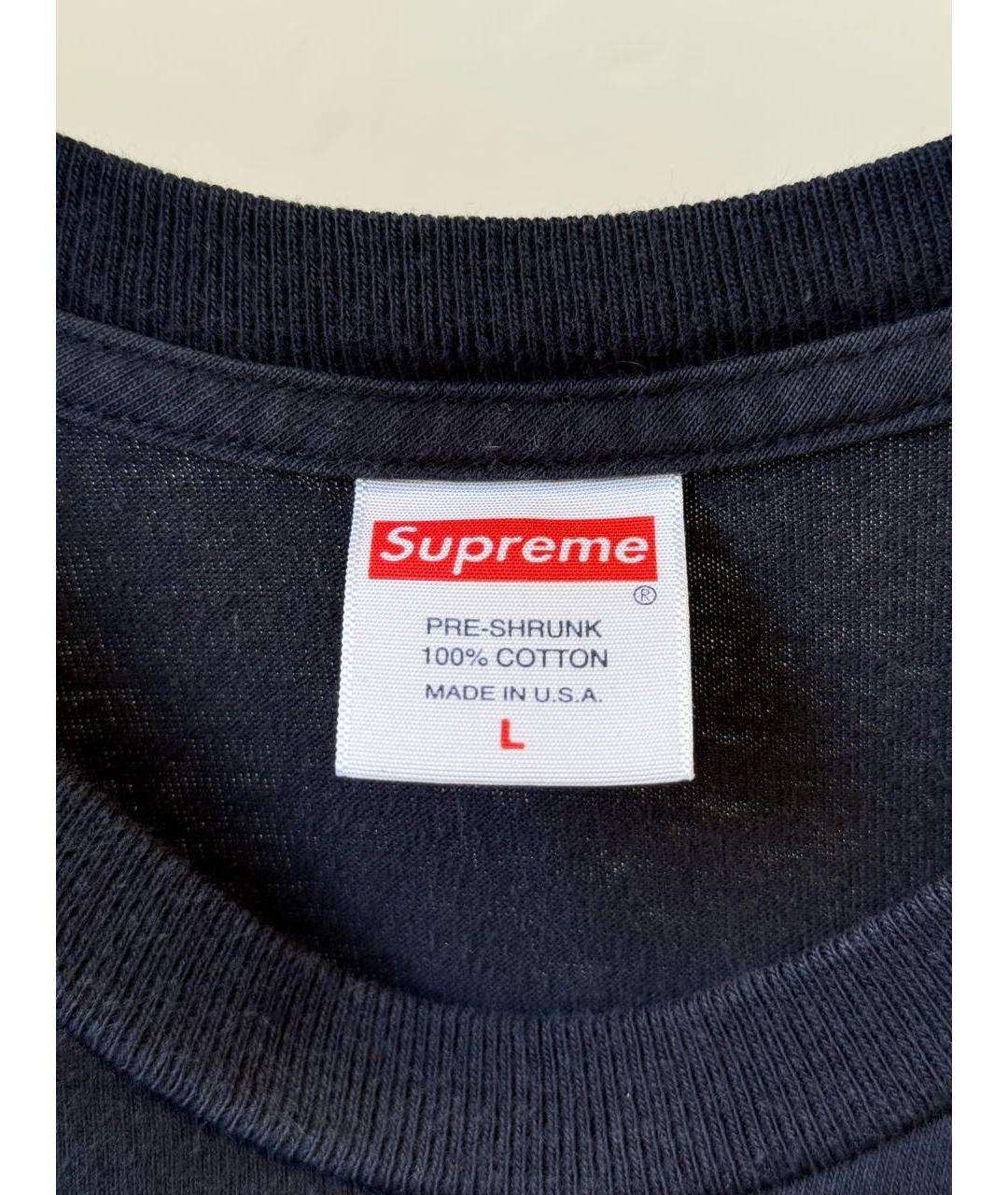 SUPREME Черная хлопковая футболка, фото 3