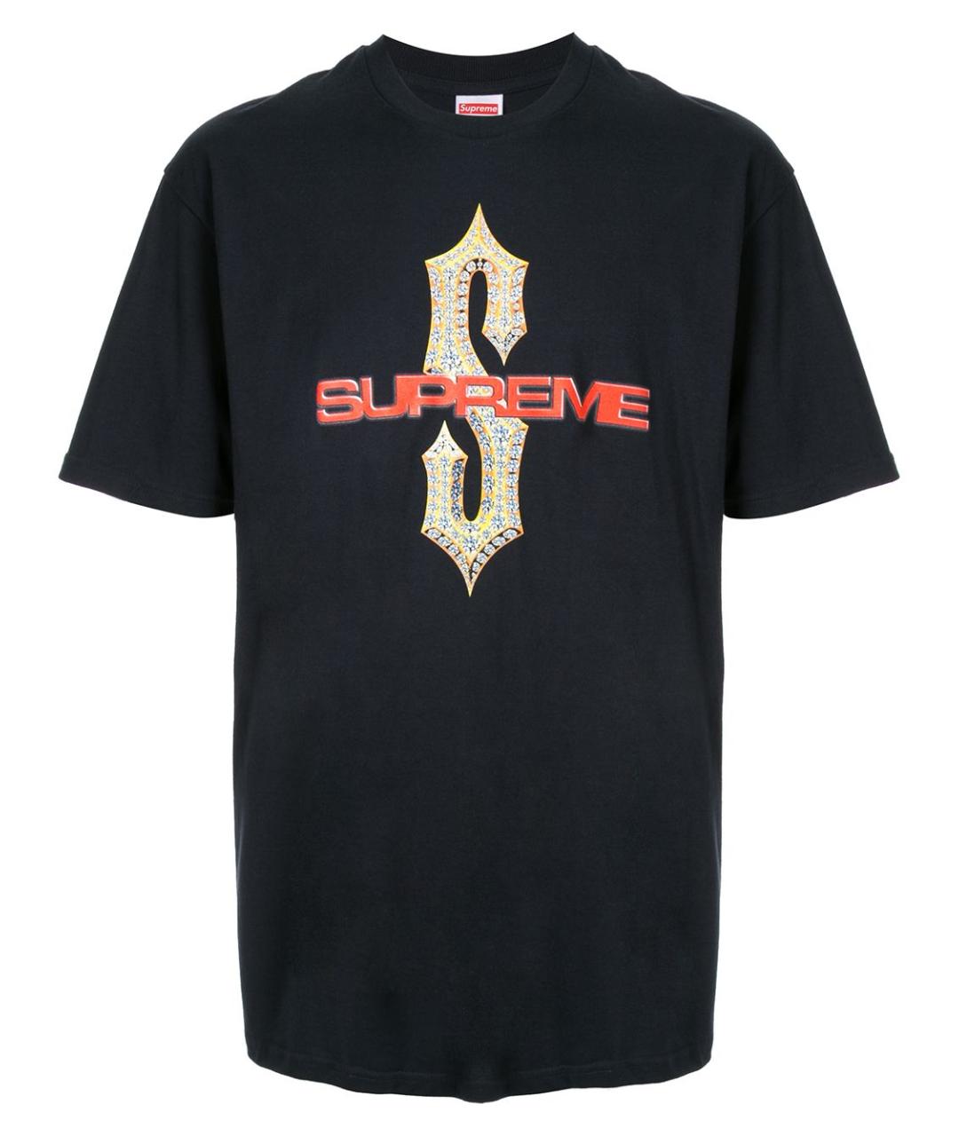 SUPREME Черная хлопковая футболка, фото 5