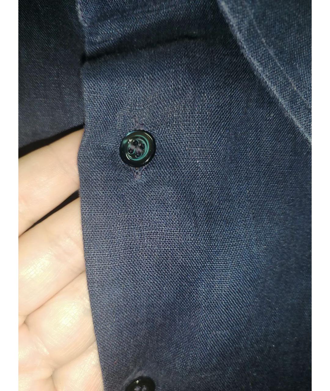 ERMENEGILDO ZEGNA XXX Темно-синяя льняная кэжуал рубашка, фото 4