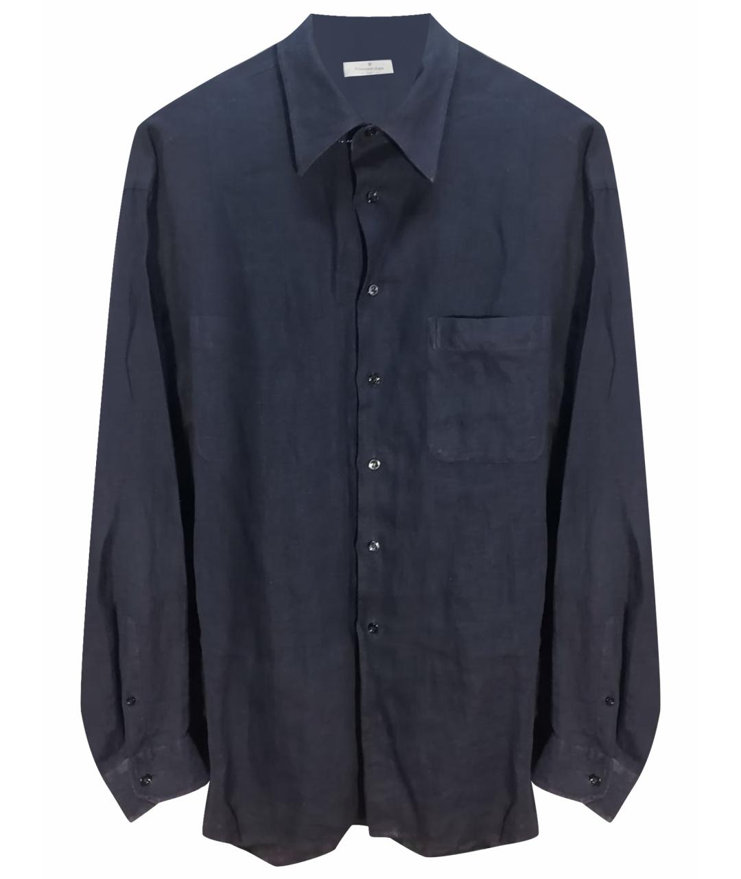 ERMENEGILDO ZEGNA XXX Темно-синяя льняная кэжуал рубашка, фото 1