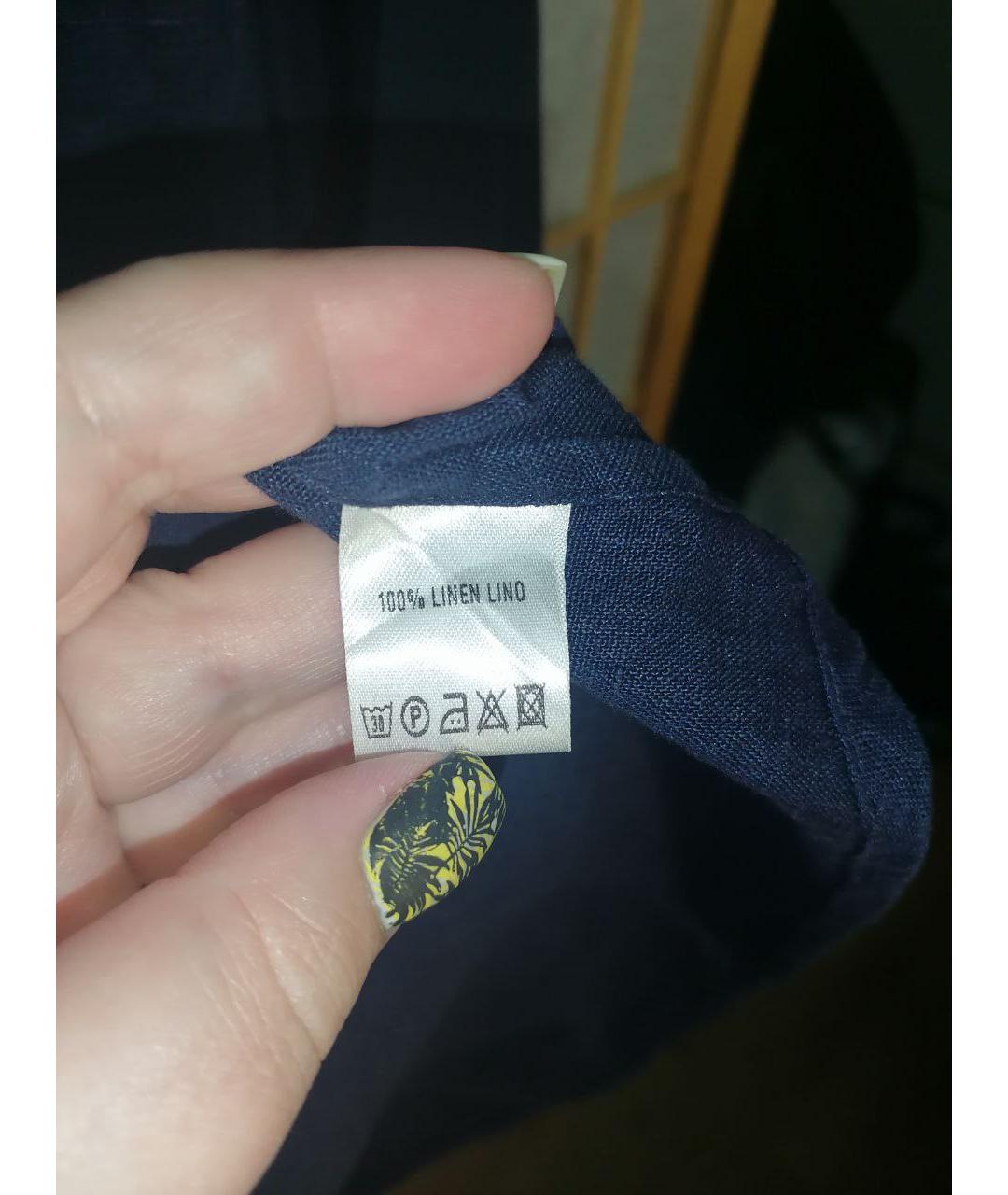 ERMENEGILDO ZEGNA XXX Темно-синяя льняная кэжуал рубашка, фото 6
