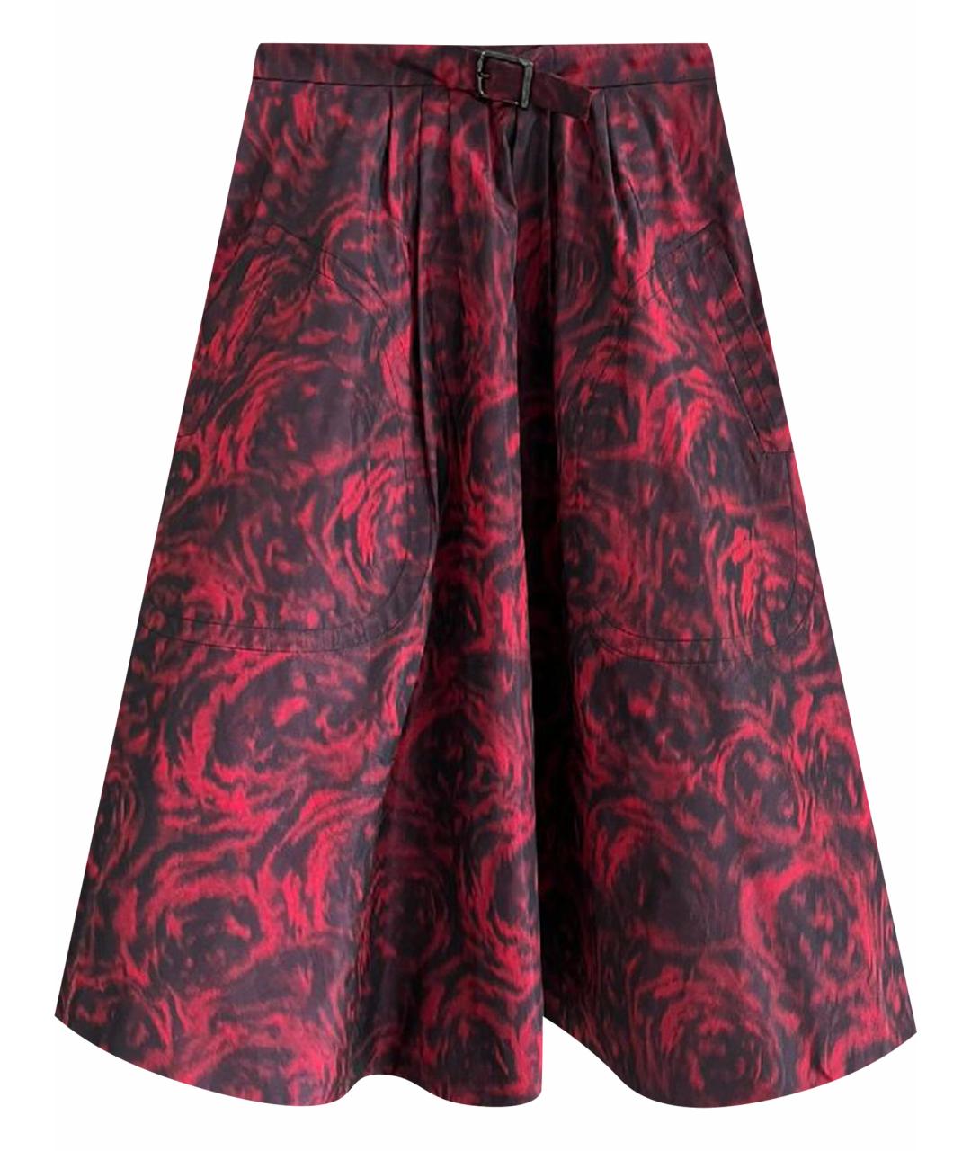 CHRISTIAN DIOR Красная шелковая юбка миди, фото 1