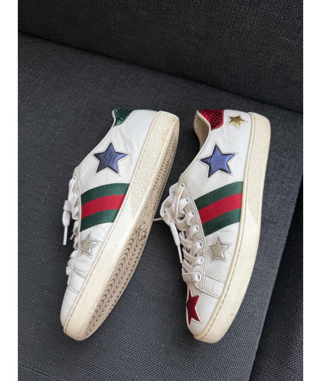 GUCCI Белые кожаные кеды, фото 7