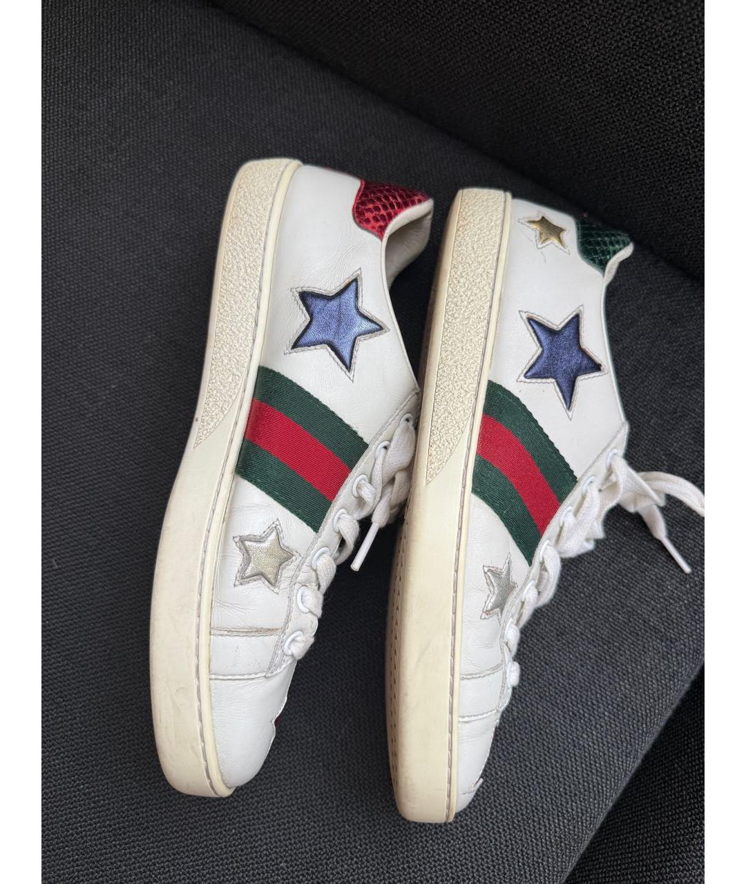 GUCCI Белые кожаные кеды, фото 8