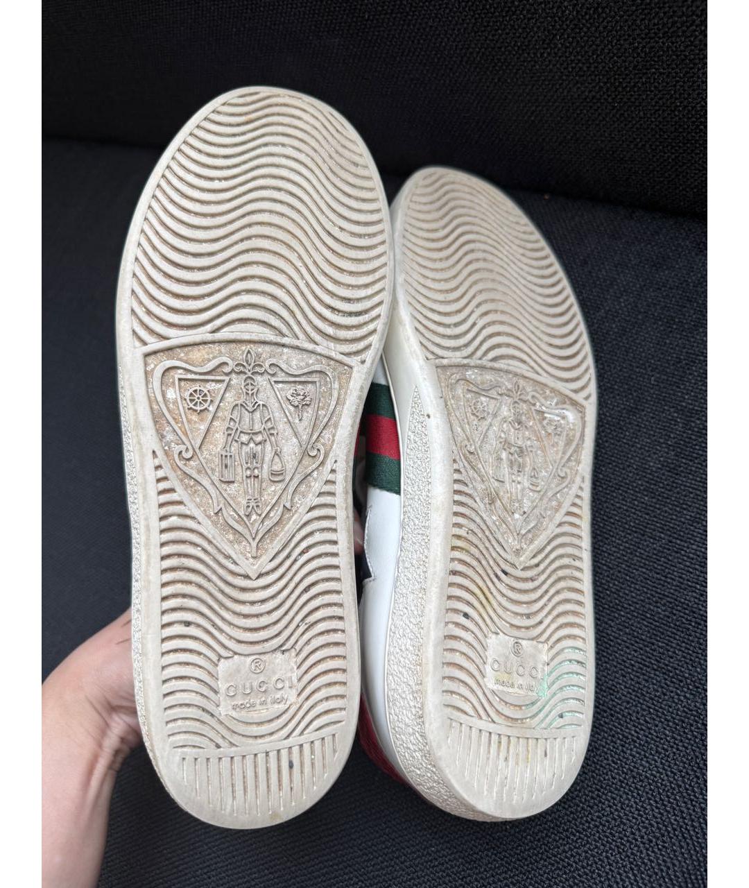 GUCCI Белые кожаные кеды, фото 5