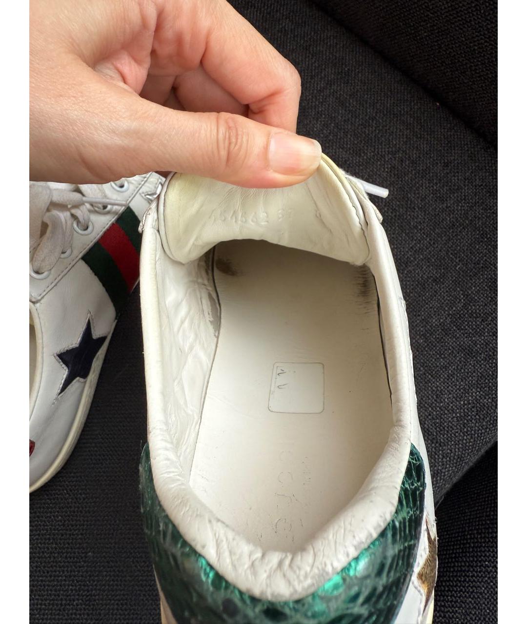 GUCCI Белые кожаные кеды, фото 4