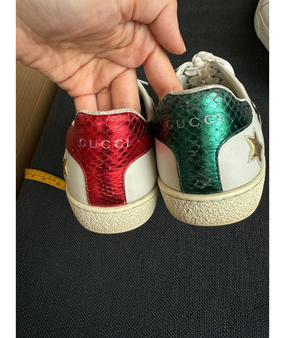 GUCCI Белые кожаные кеды, фото 3