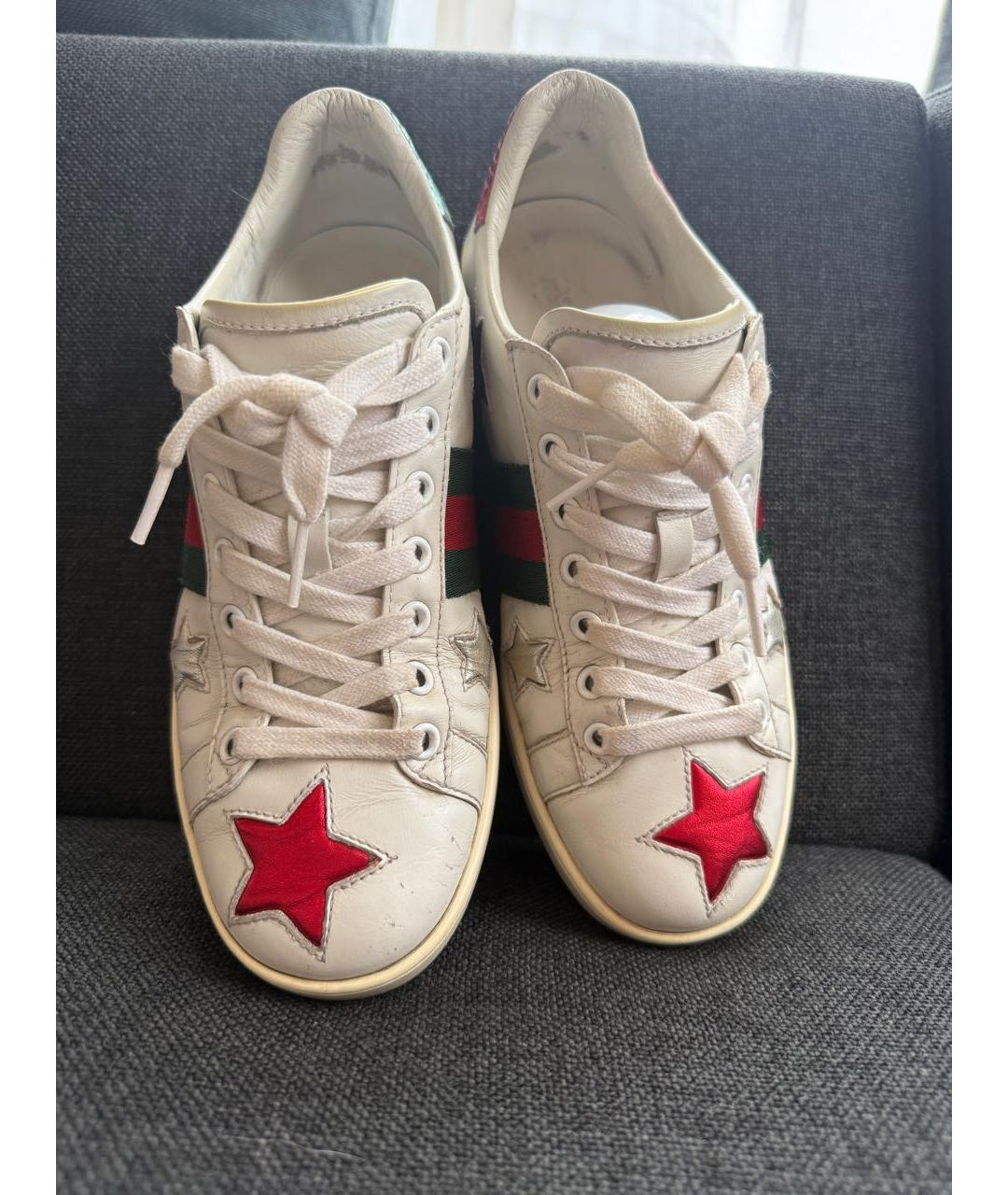 GUCCI Белые кожаные кеды, фото 2