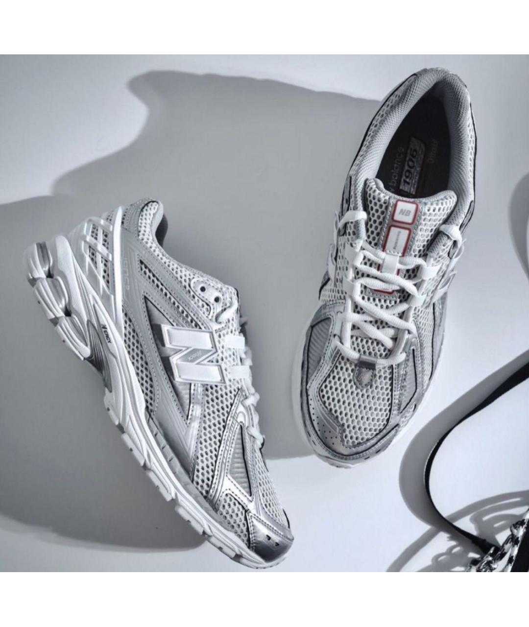 NEW BALANCE Серебряные текстильные низкие кроссовки / кеды, фото 6