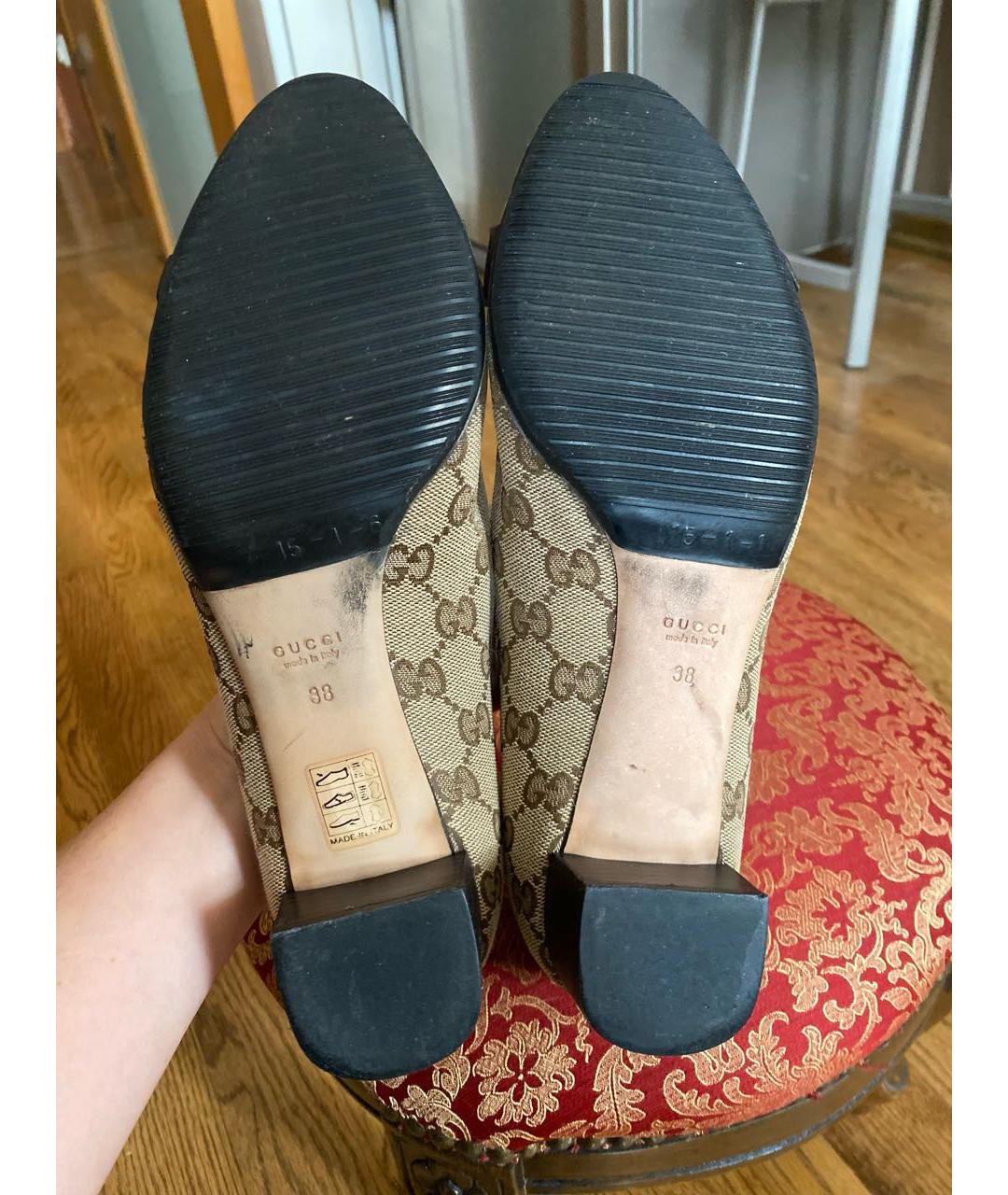 GUCCI Бежевые текстильные туфли, фото 5