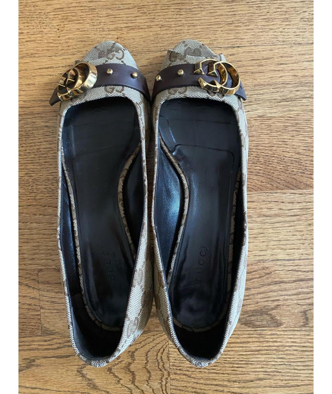 GUCCI Бежевые текстильные туфли, фото 3