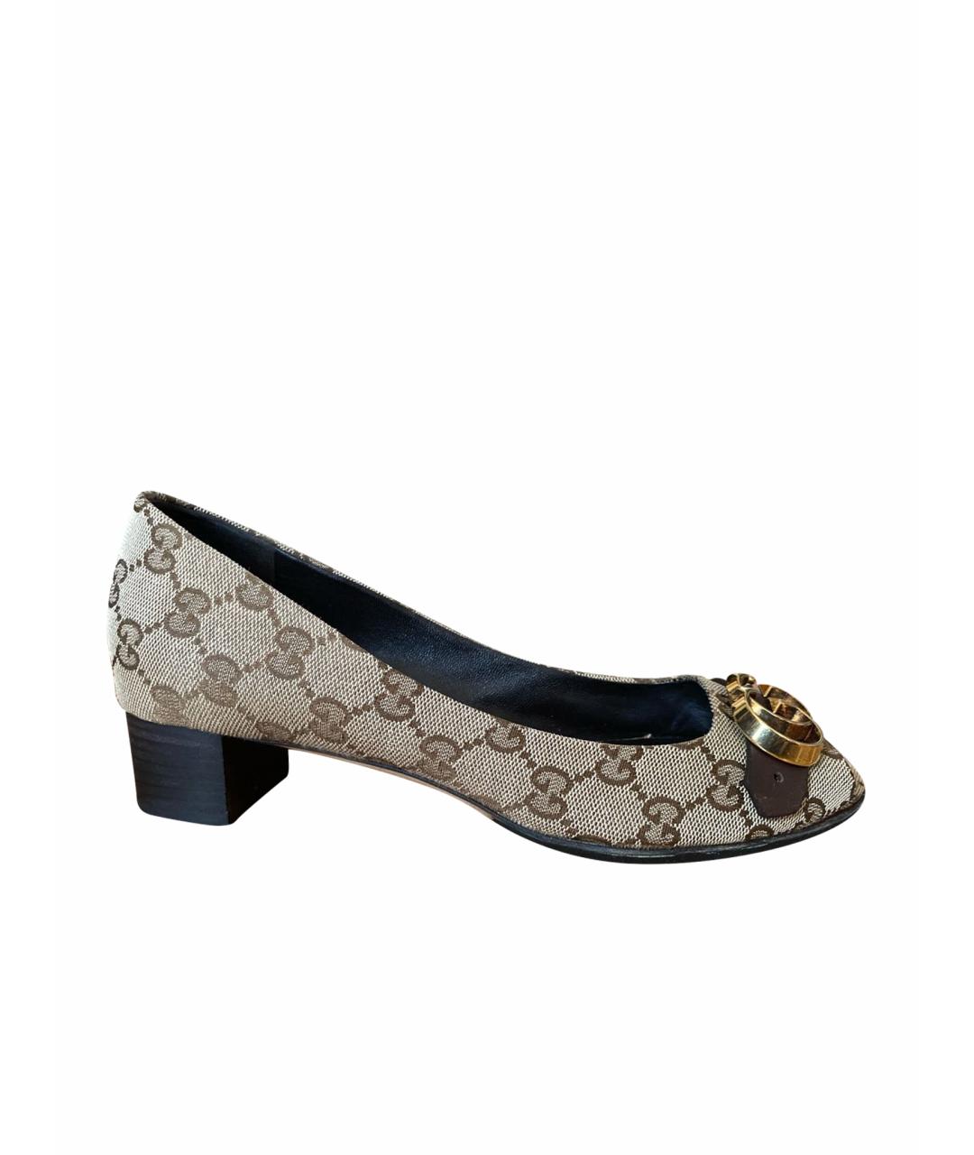 GUCCI Бежевые текстильные туфли, фото 1