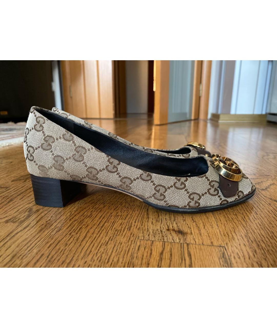 GUCCI Бежевые текстильные туфли, фото 6