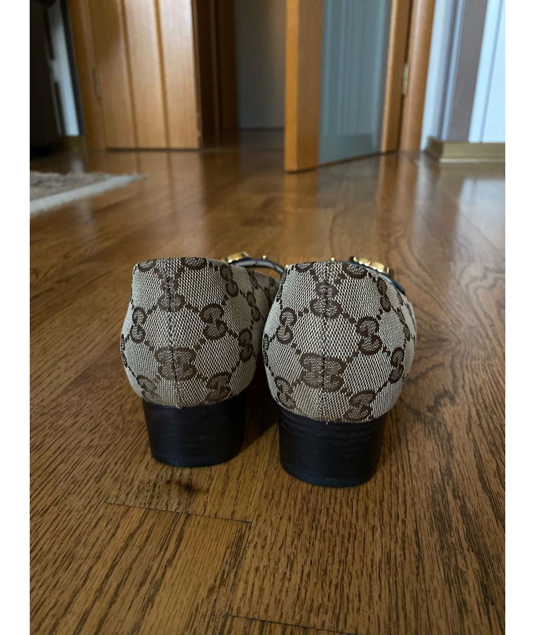 GUCCI Бежевые текстильные туфли, фото 4