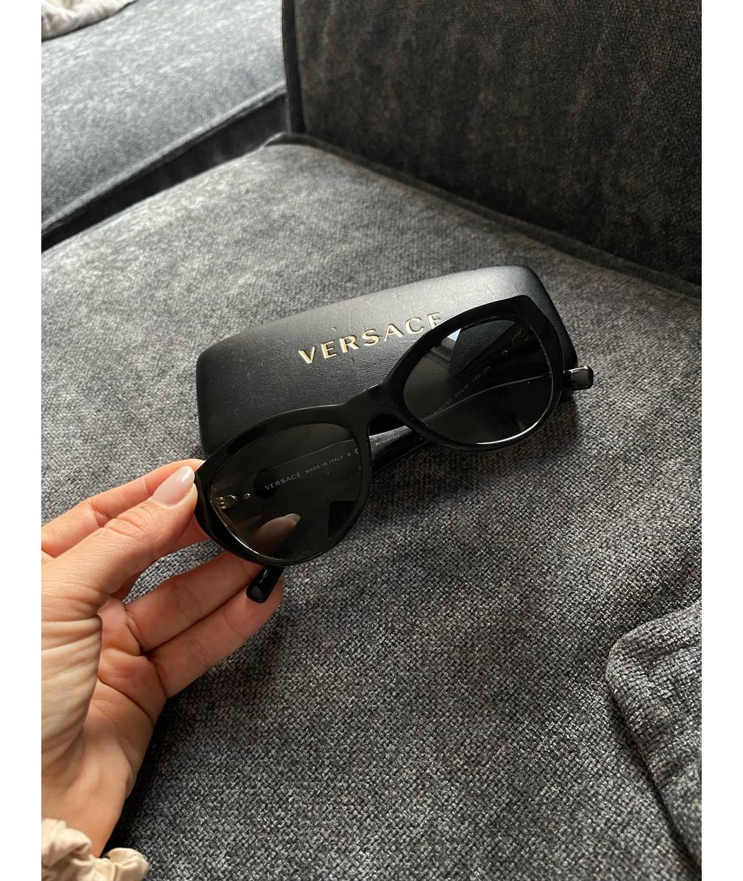 VERSACE Черные пластиковые солнцезащитные очки, фото 7