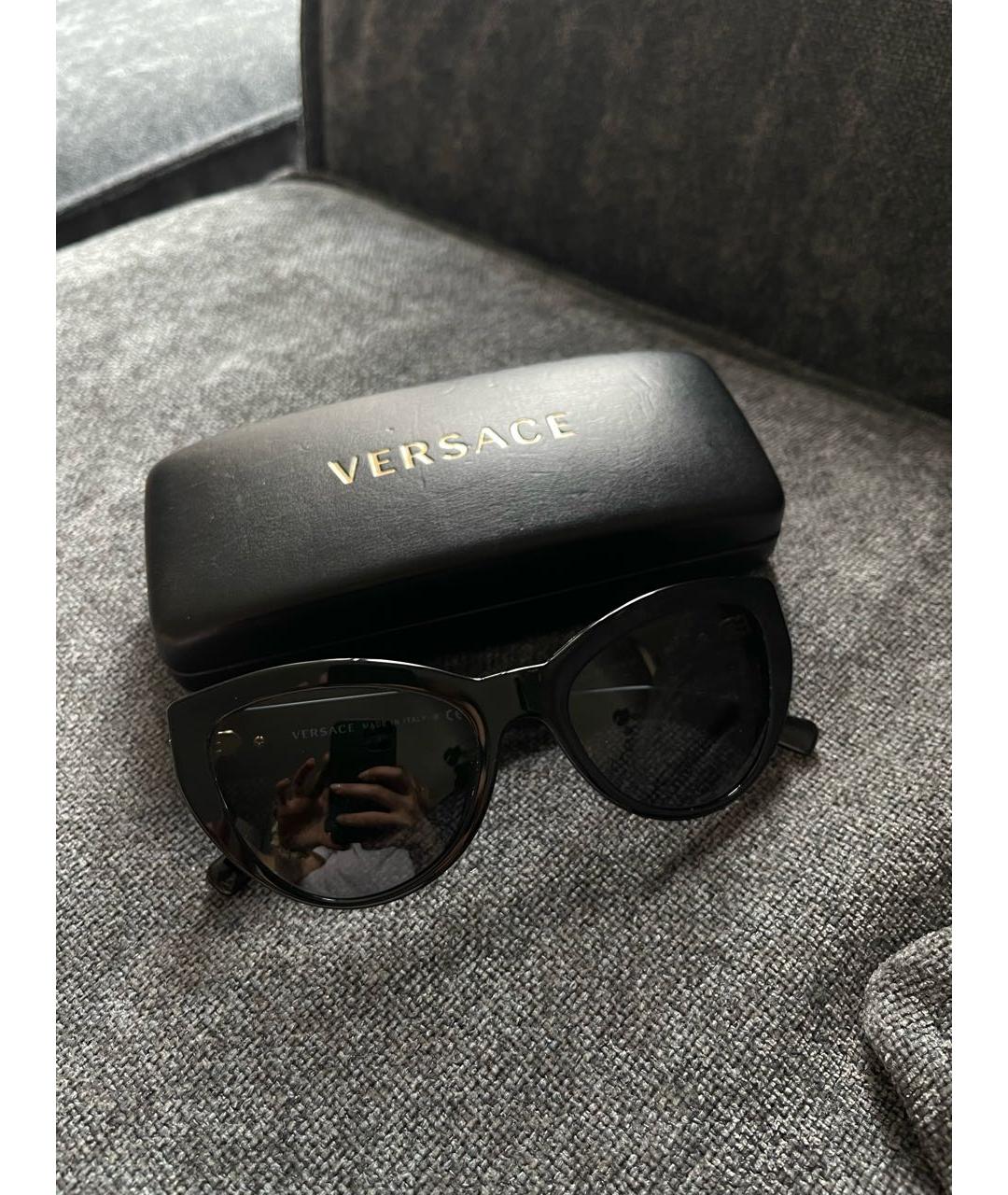 VERSACE Черные пластиковые солнцезащитные очки, фото 4