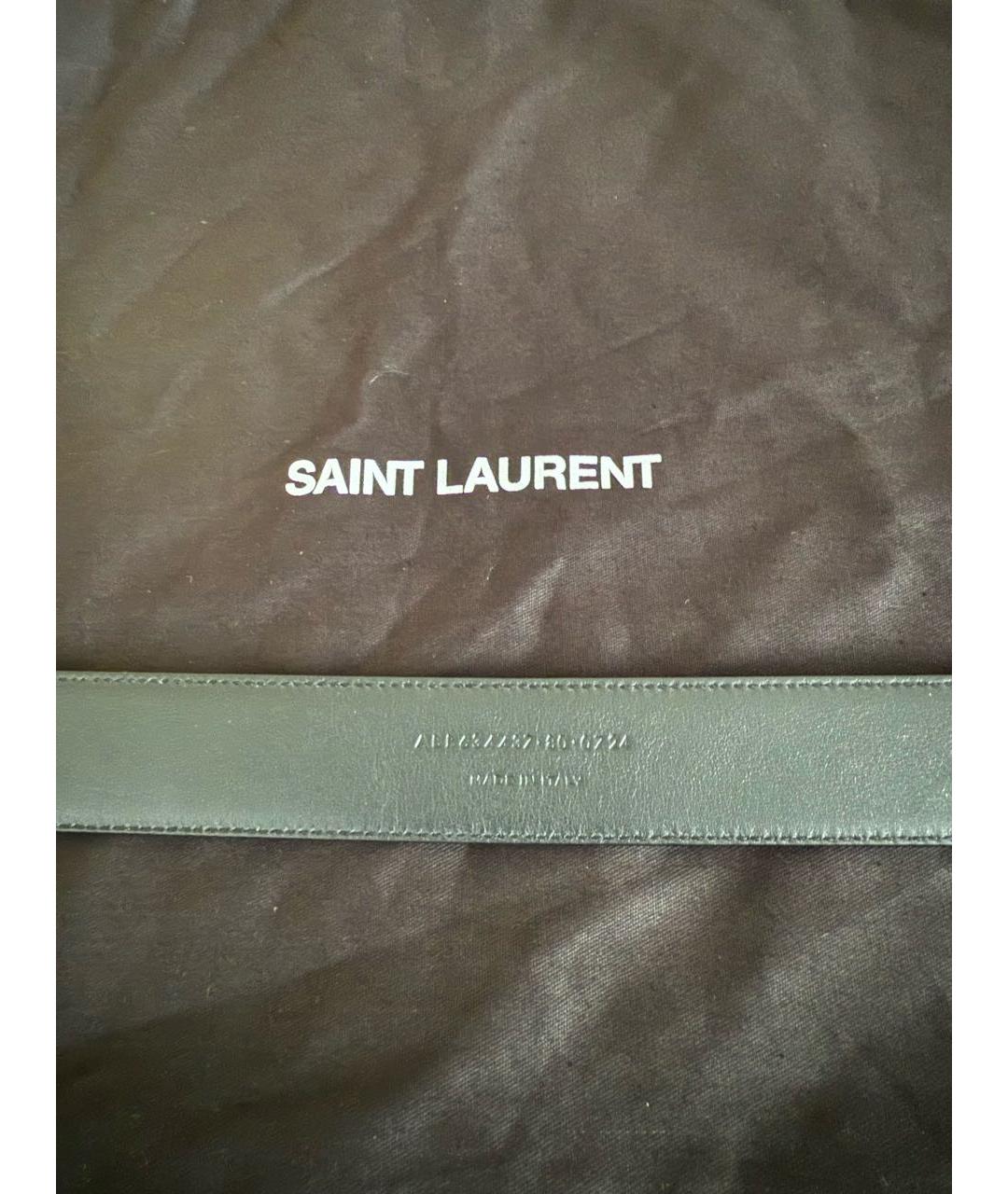 SAINT LAURENT Черный кожаный ремень, фото 3