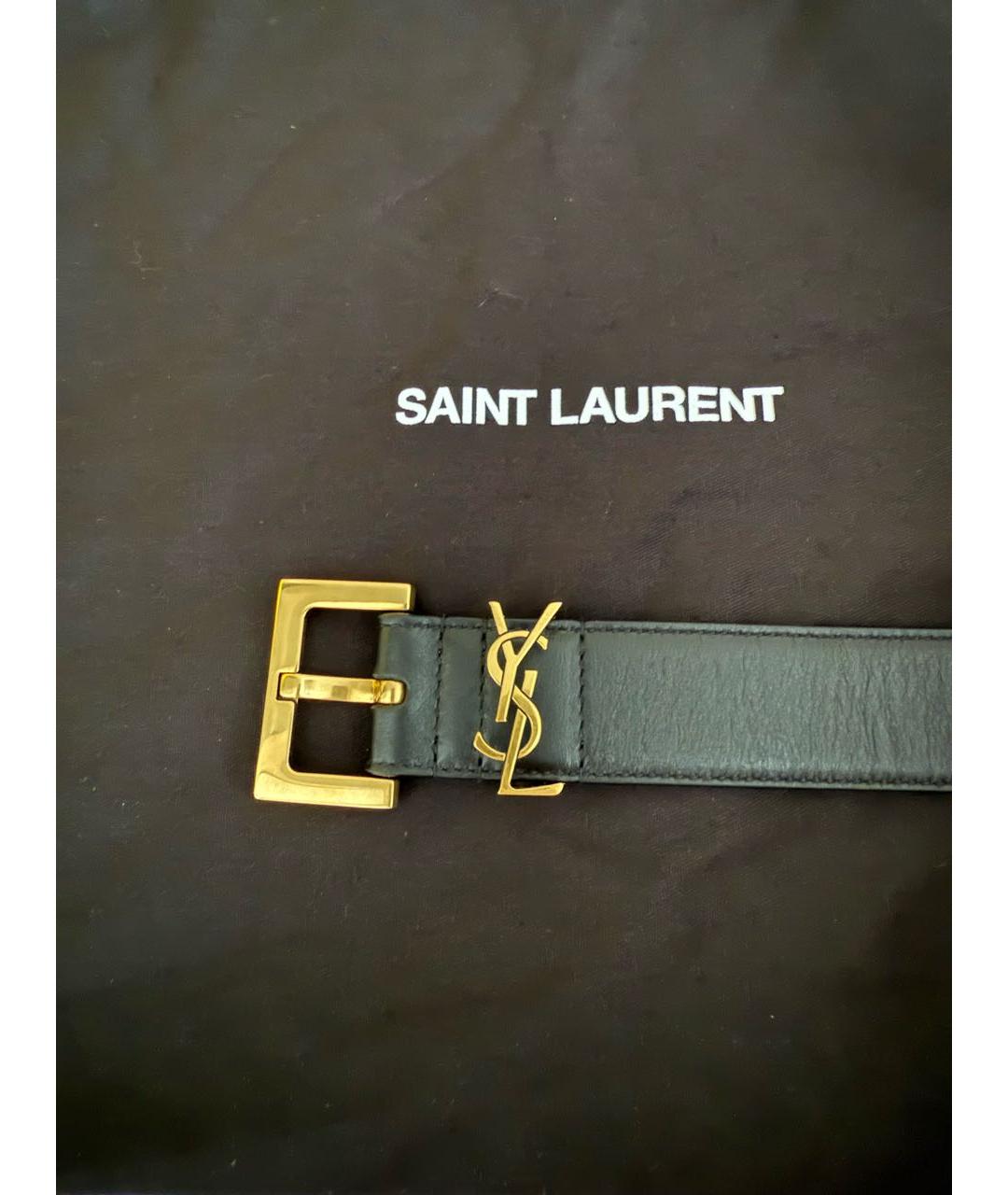 SAINT LAURENT Черный кожаный ремень, фото 2