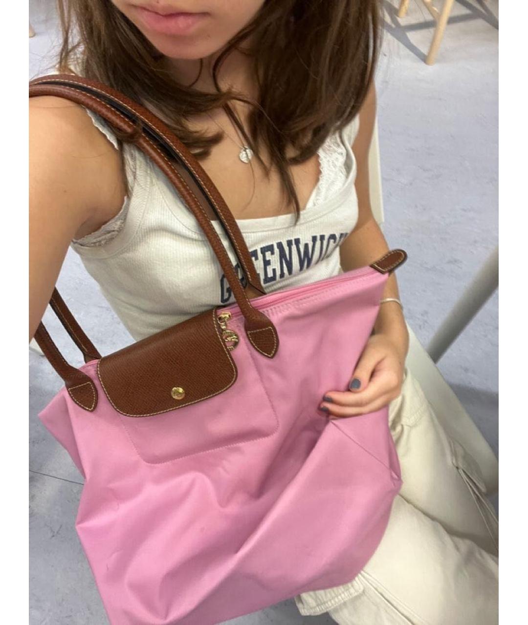 LONGCHAMP Розовая кожаная сумка тоут, фото 5