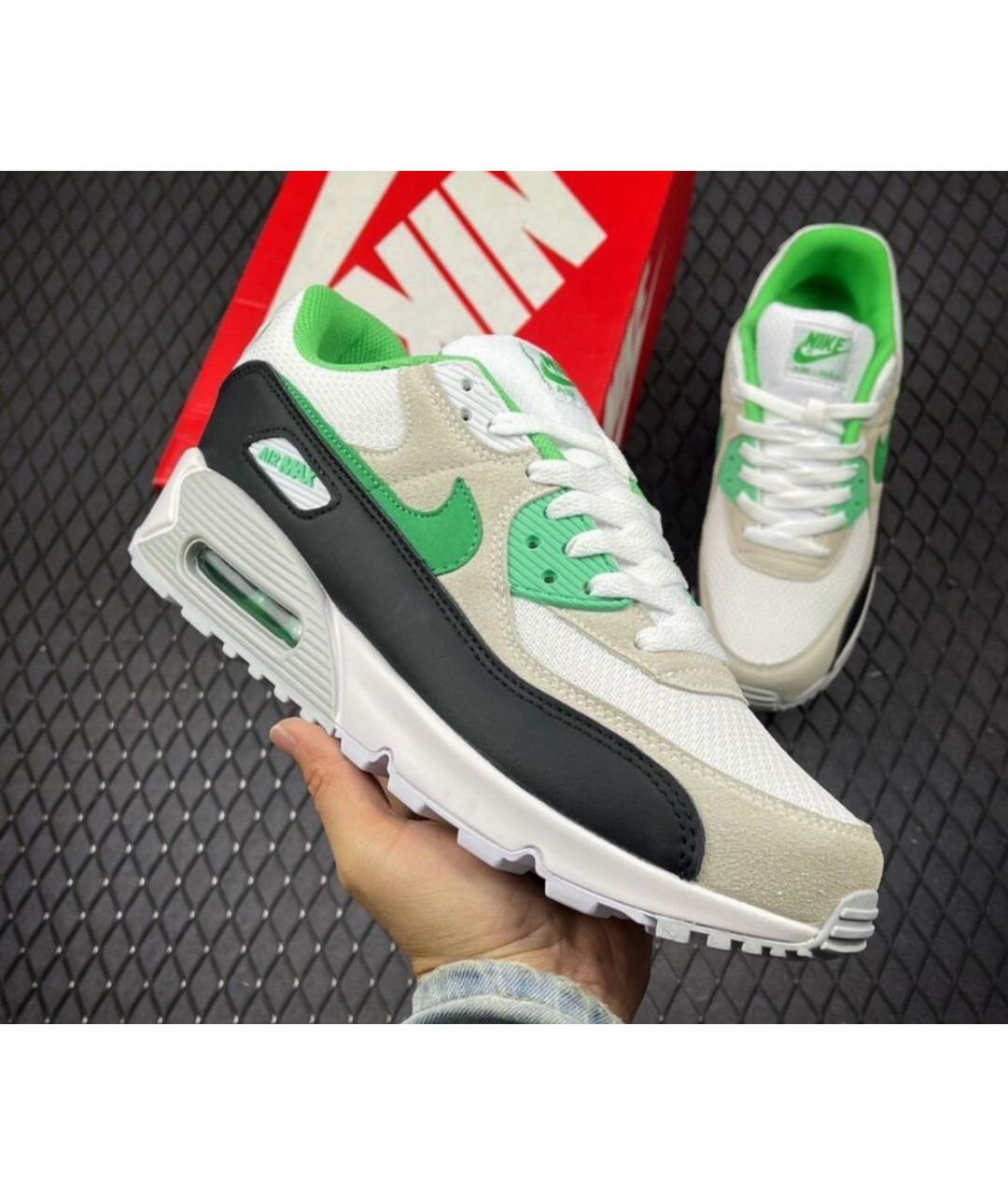 NIKE Зеленые кожаные низкие кроссовки / кеды, фото 5