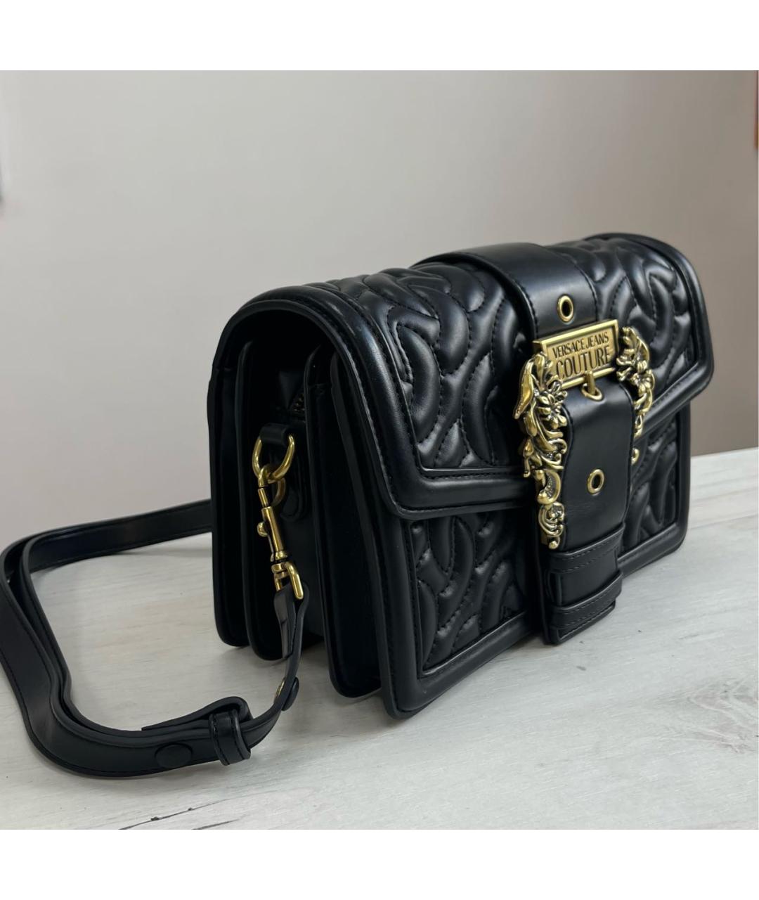 VERSACE JEANS COUTURE Черная сумка через плечо из искусственной кожи, фото 2