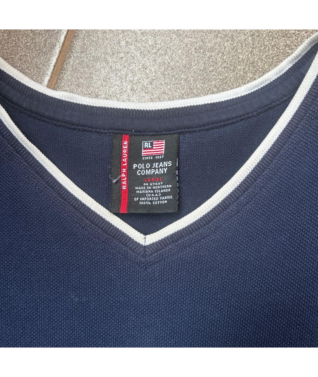 POLO RALPH LAUREN Темно-синяя хлопковая футболка, фото 4