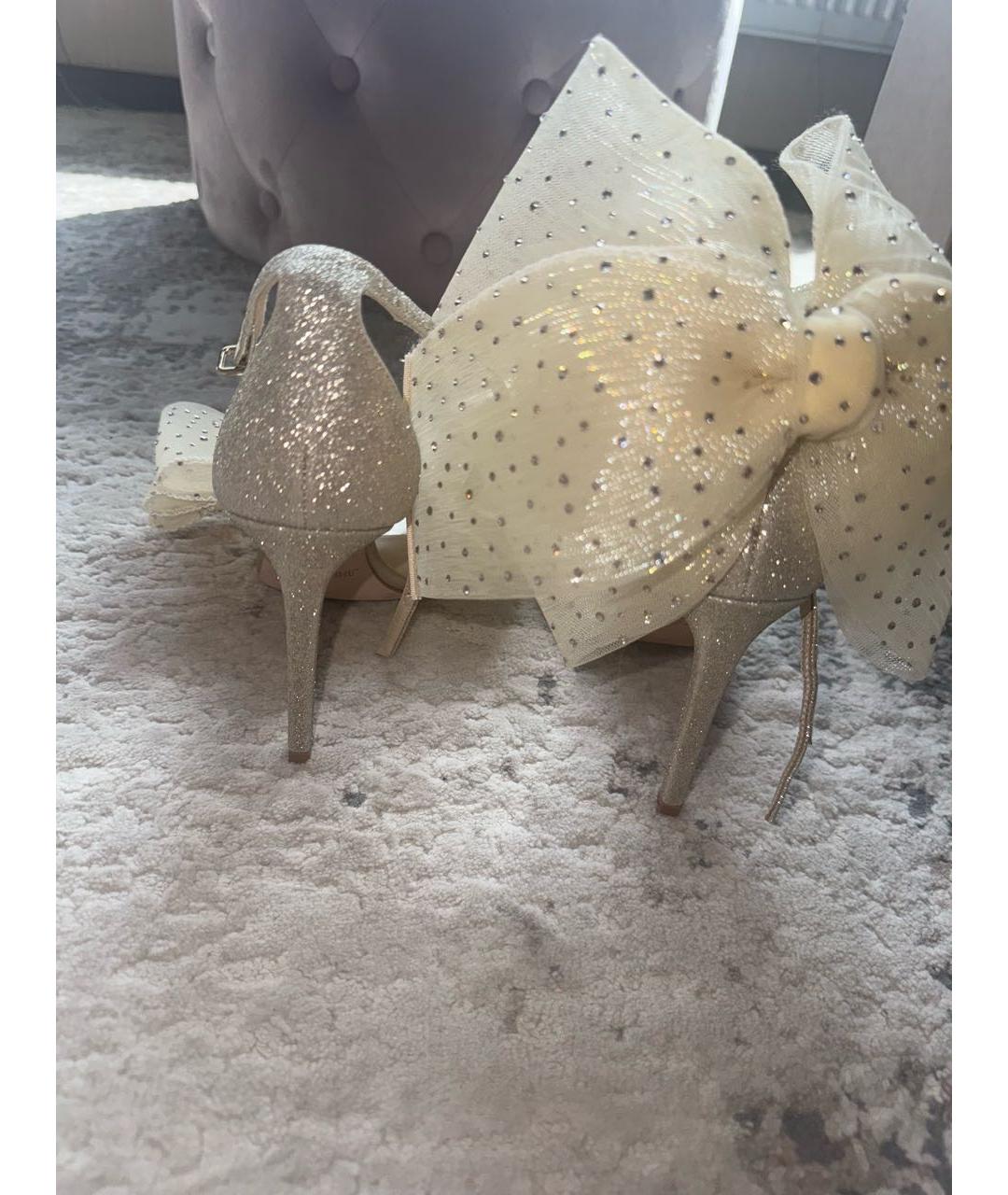 JIMMY CHOO Золотые текстильные босоножки, фото 4