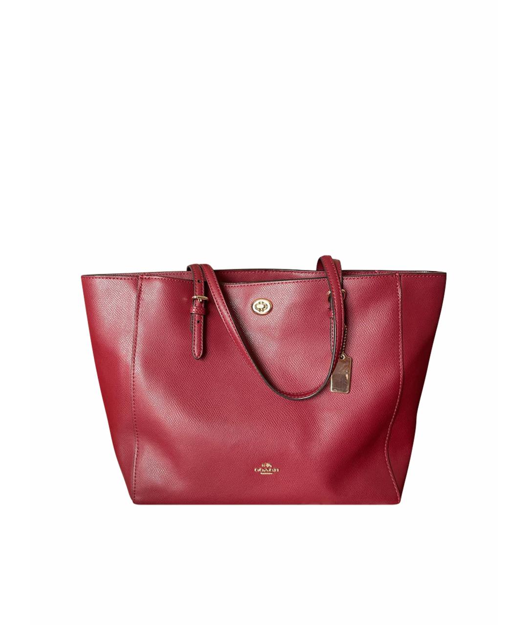 COACH Бордовая кожаная сумка тоут, фото 1
