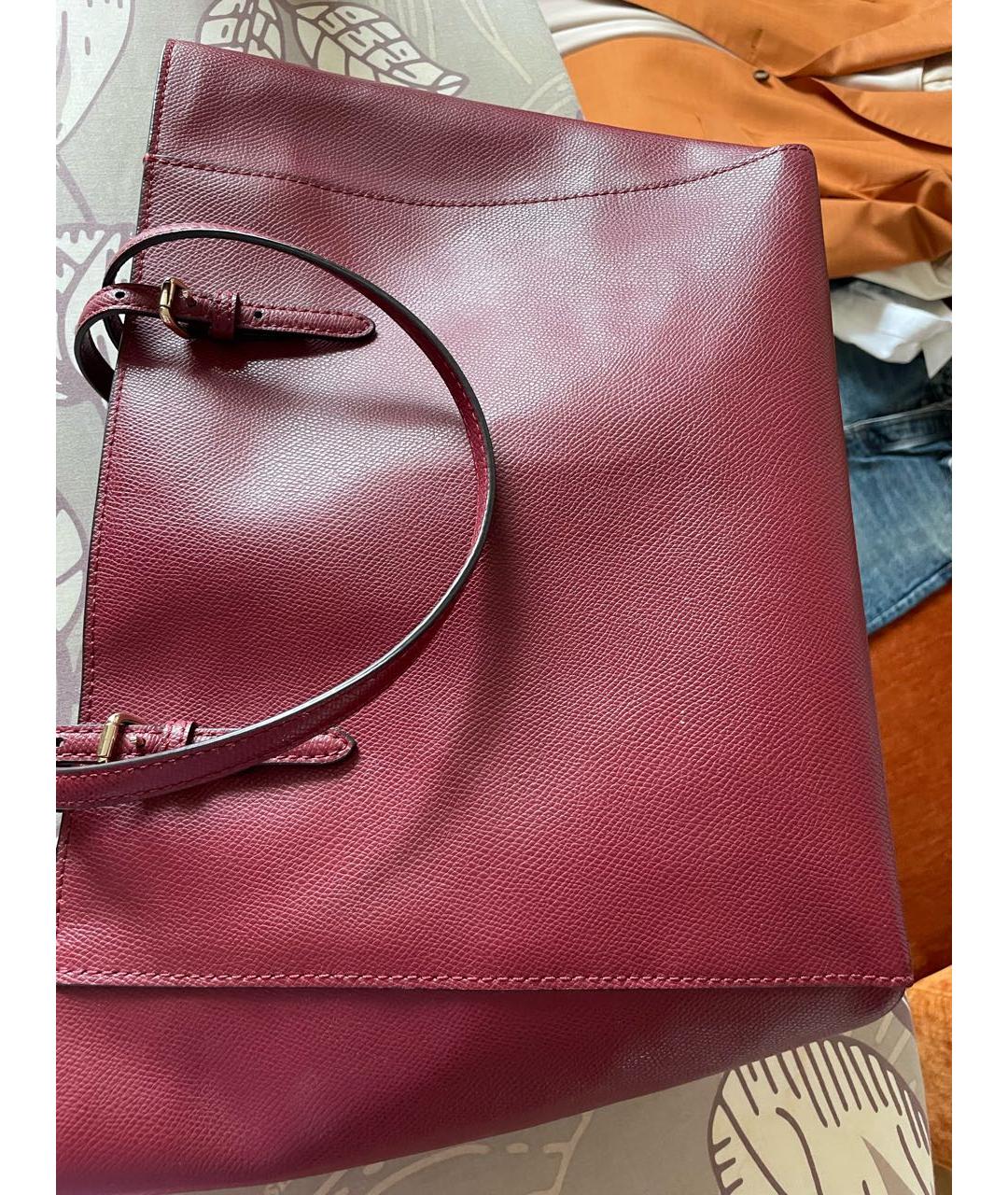 COACH Бордовая кожаная сумка тоут, фото 2