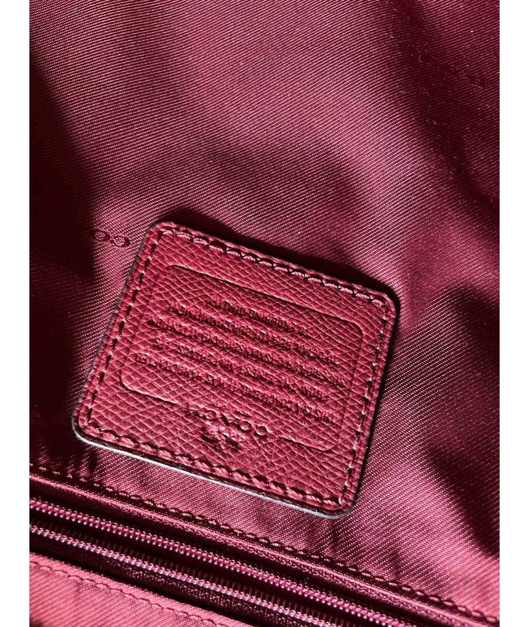 COACH Бордовая кожаная сумка тоут, фото 5