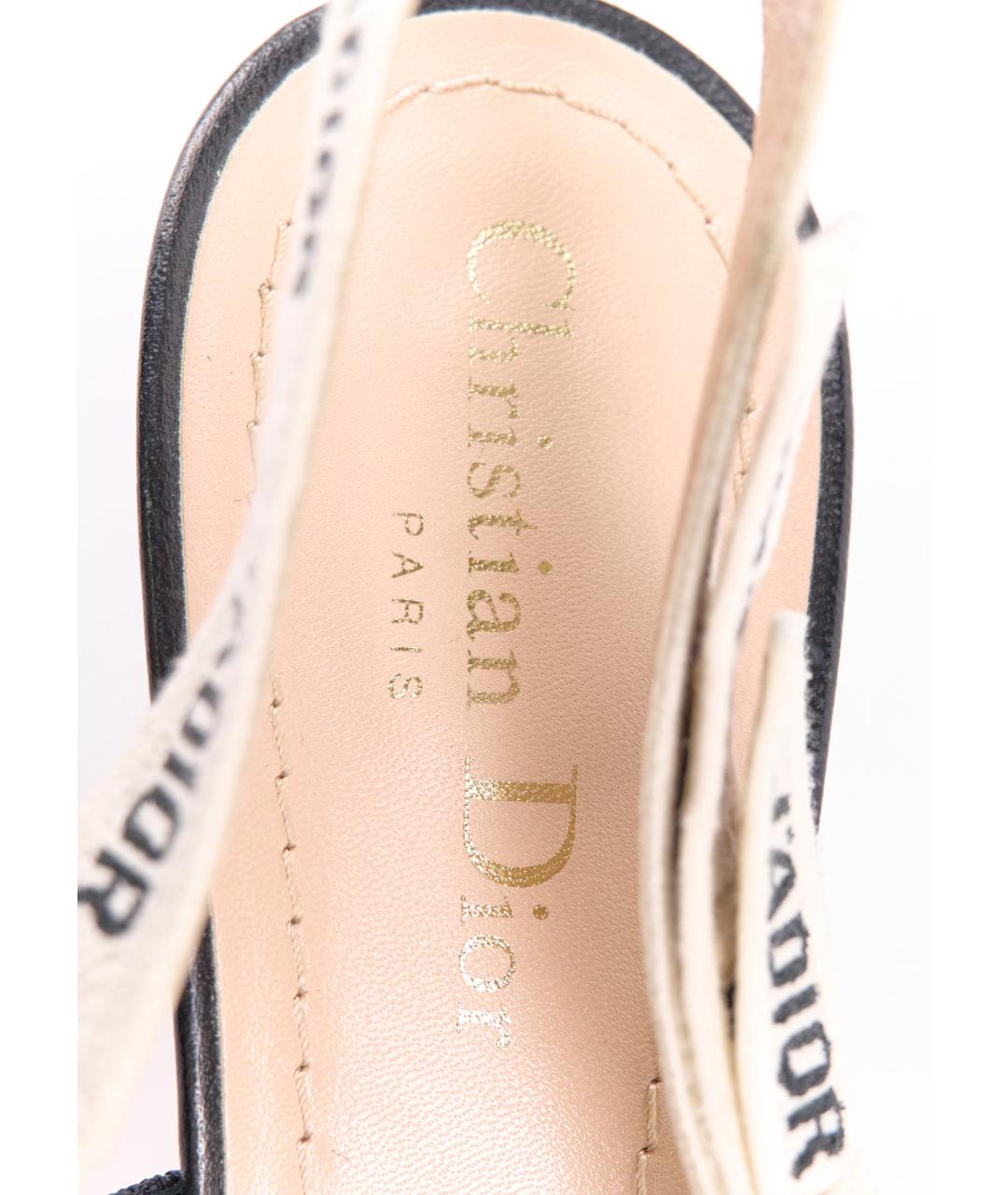 CHRISTIAN DIOR Черные текстильные лодочки на низком каблуке, фото 3