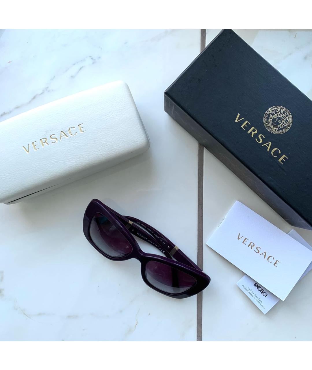 VERSACE Фиолетовые пластиковые солнцезащитные очки, фото 4