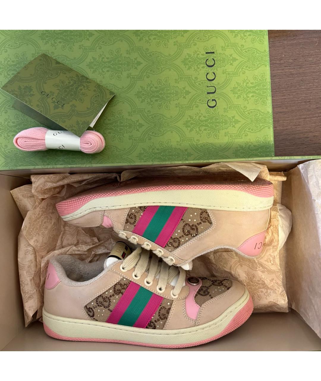 GUCCI Розовые кожаные кеды, фото 8