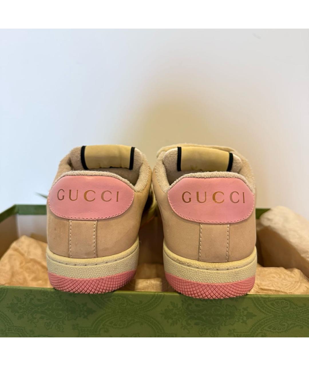 GUCCI Розовые кожаные кеды, фото 4