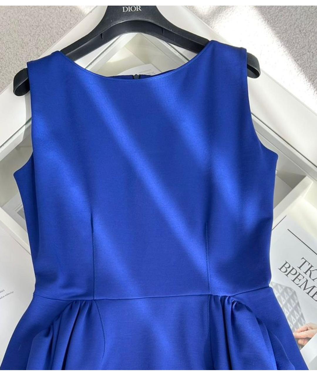 SAINT LAURENT Темно-синее шерстяное повседневное платье, фото 3