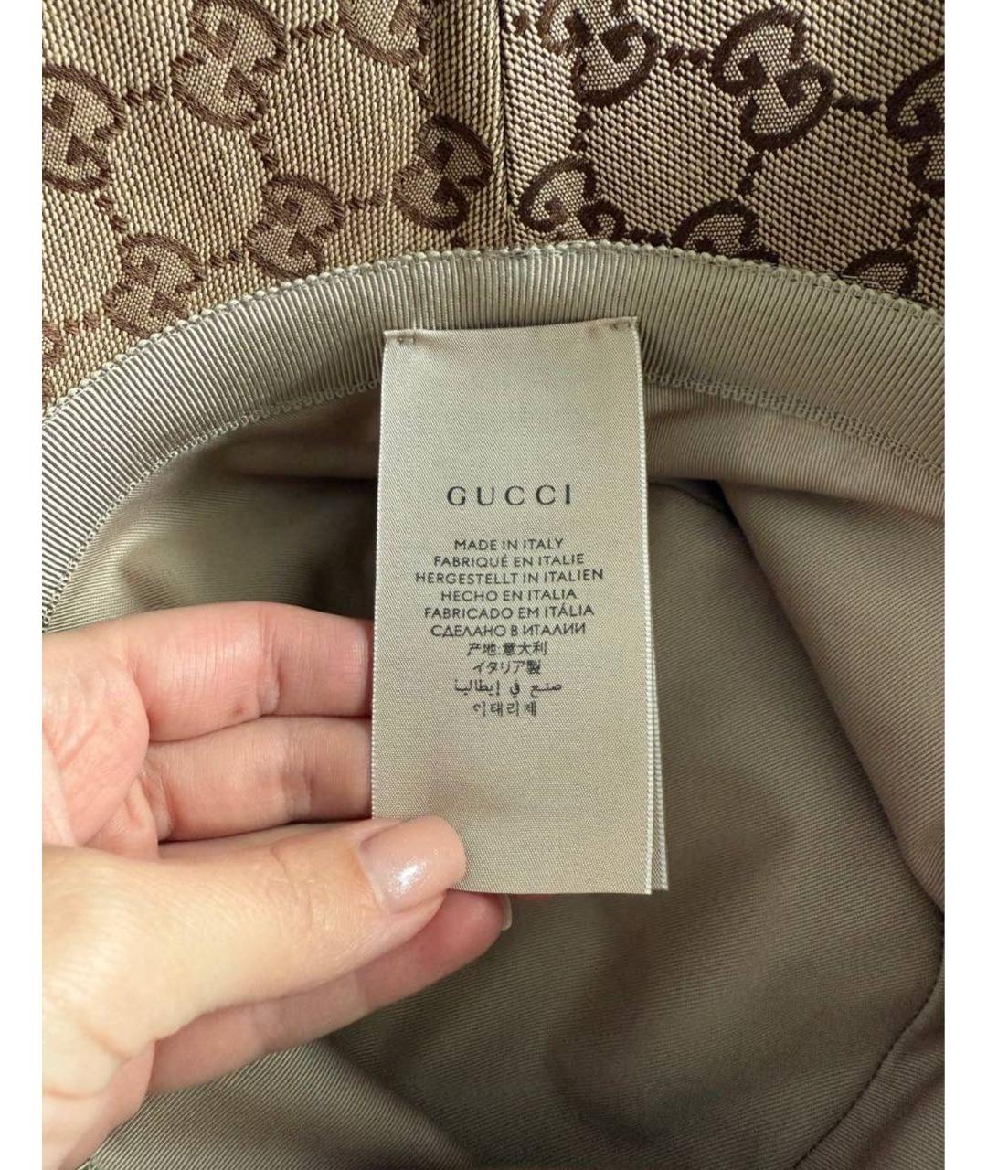 GUCCI Коричневая хлопковая панама, фото 4